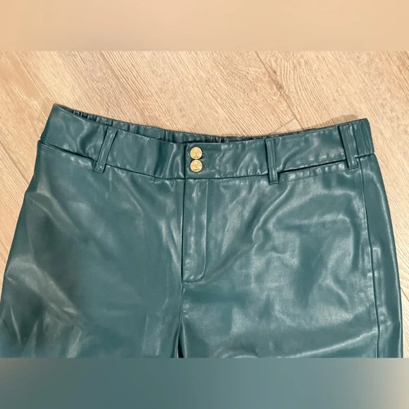 Chicos Fly Front Faux Leather Wide Leg Cropped Pant - Picture 5 of 8